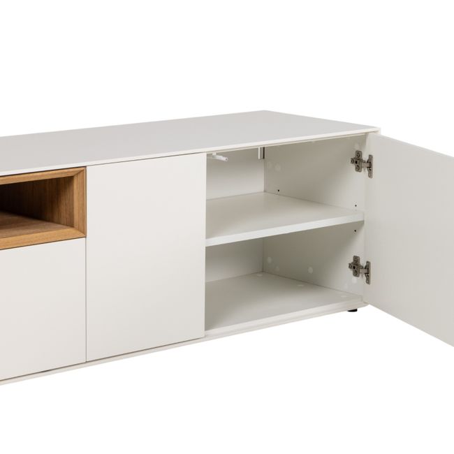 Tv-meubel ALPHA - Wit/Naturel eikenfineer