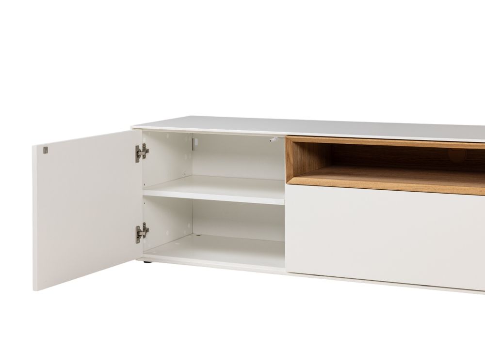 Tv-meubel ALPHA - Wit/Naturel eikenfineer ARR-1-000013