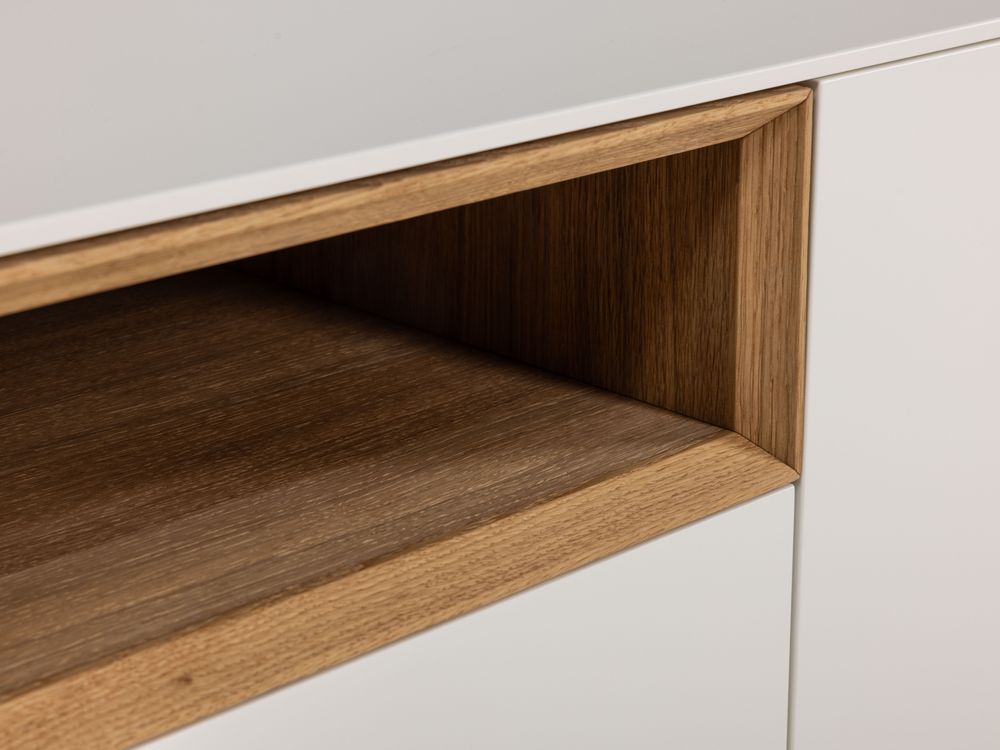 Tv-meubel ALPHA - Wit/Naturel eikenfineer ARR-1-000013