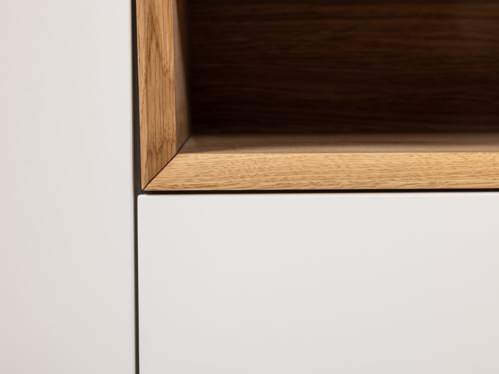 Tv-meubel ALPHA - Wit/Naturel eikenfineer ARR-1-000013