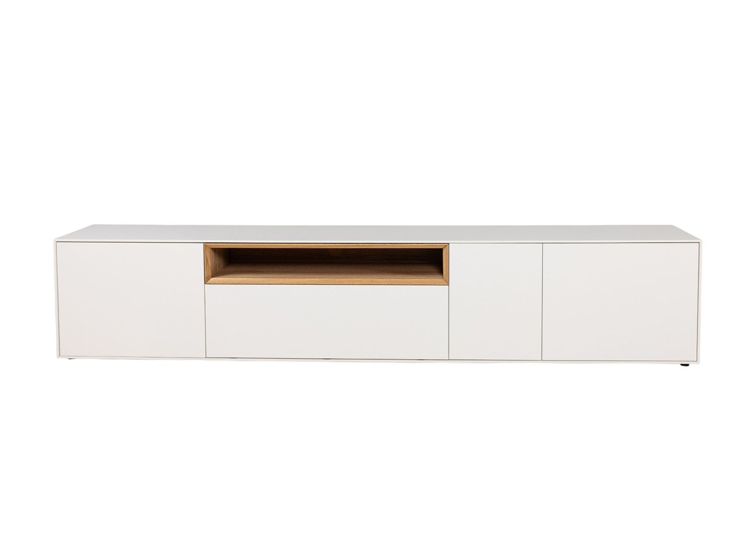 Tv-meubel ALPHA - Wit/Naturel eikenfineer