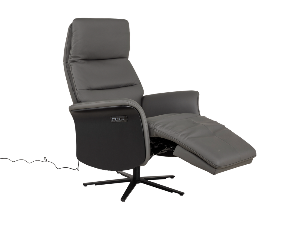 Relaxfauteuil ATLAS - Antraciet leder MED-56-001-B945