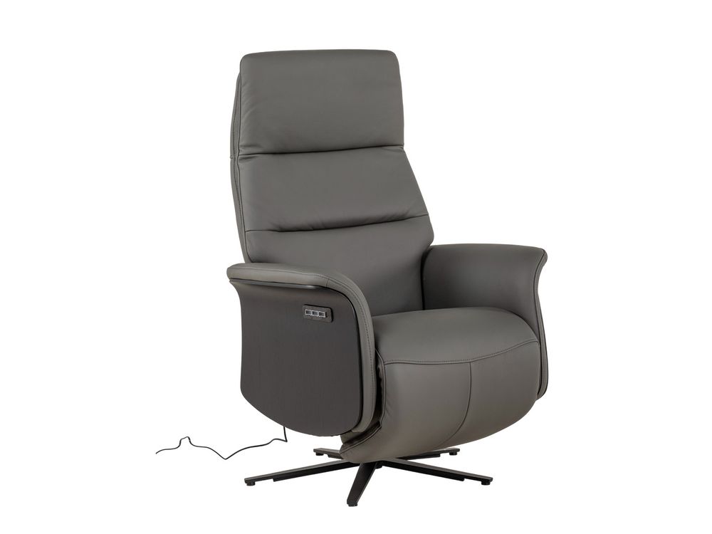 Relaxfauteuil ATLAS - Antraciet leder MED-56-001-B945