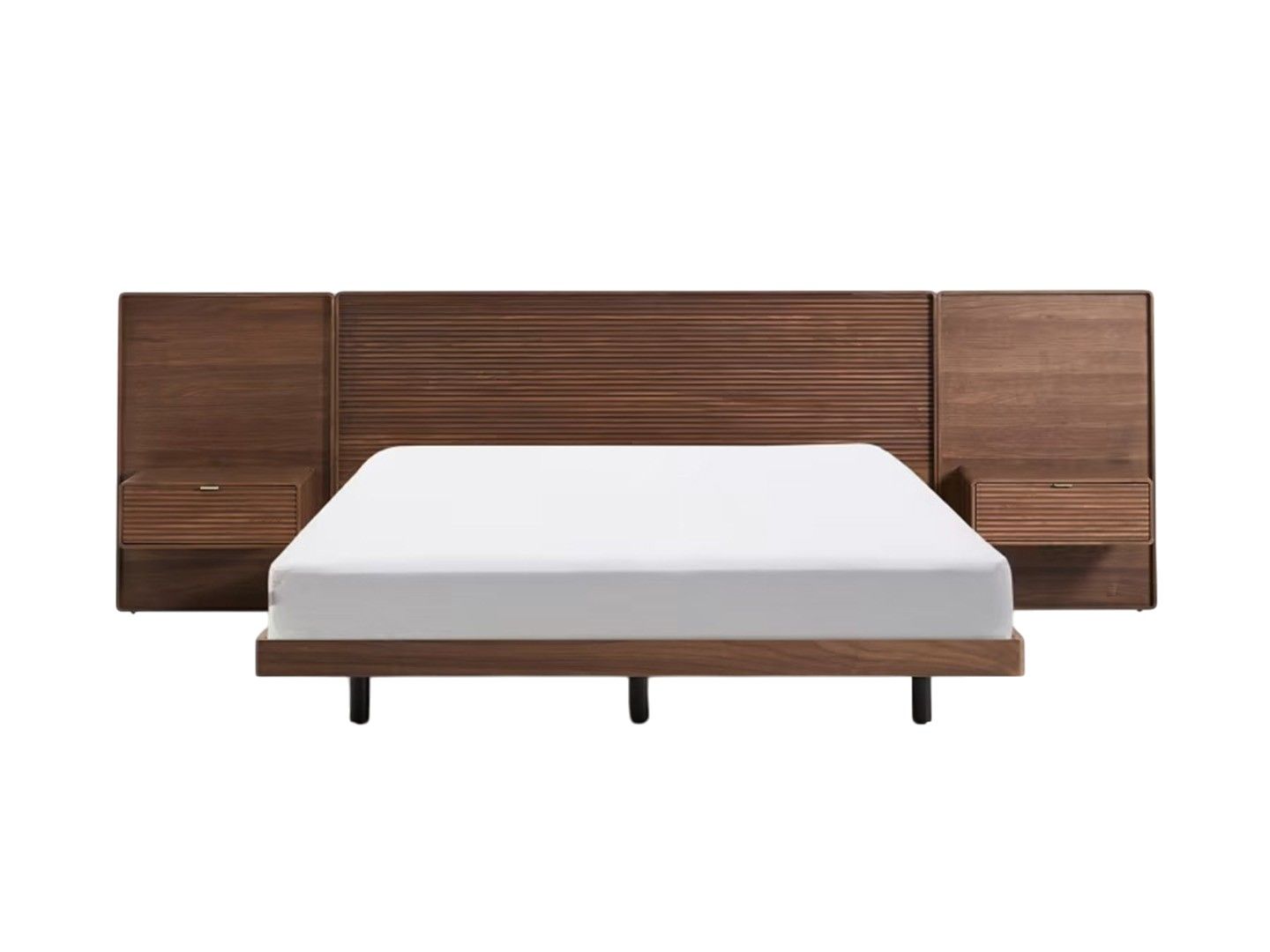 Bed met 2 nachtkastjes NORLEN - Walnoot KAV M00085W09