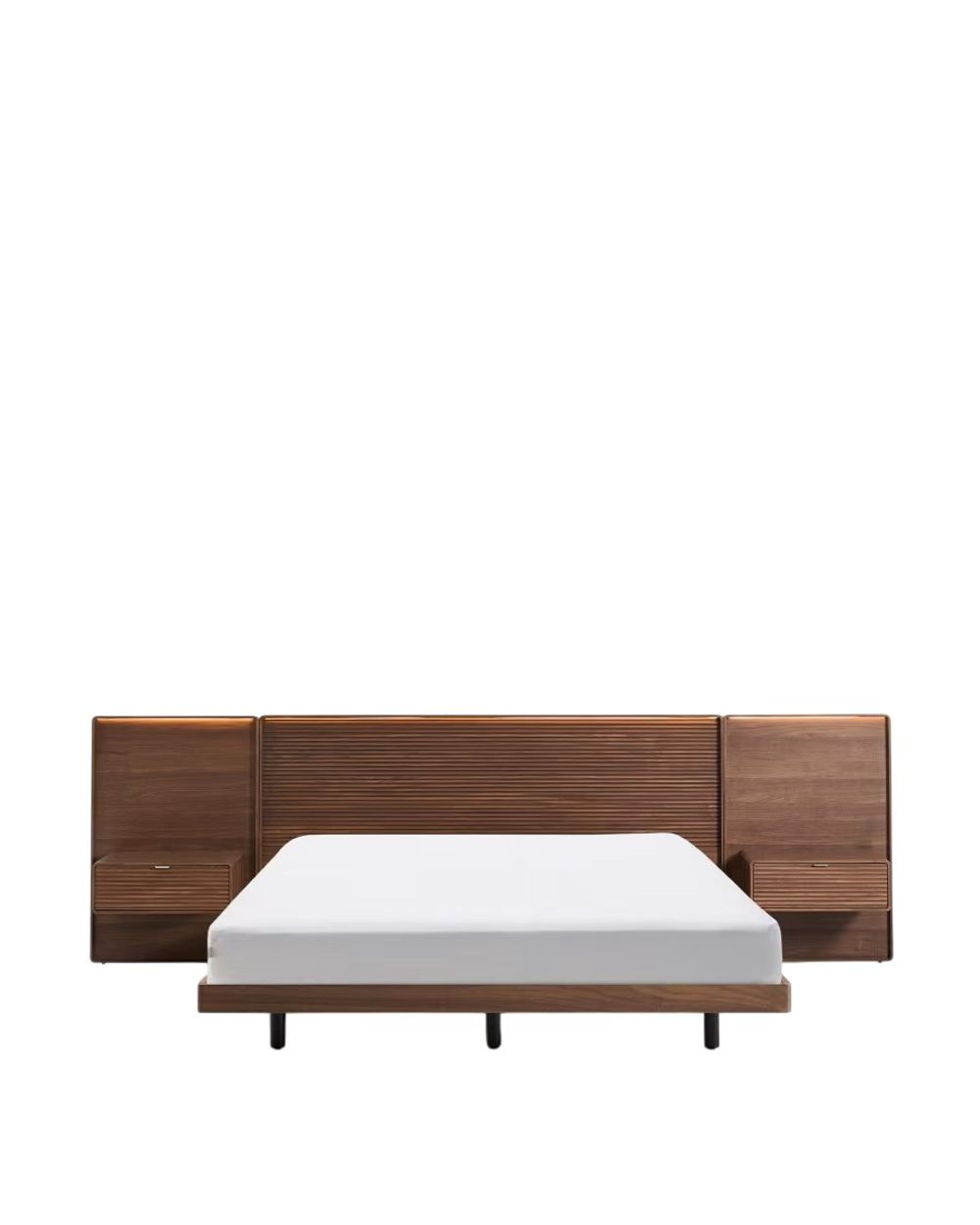 Bed met 2 nachtkastjes NORLEN - Walnoot KAV M00085W09