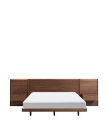 Bed met 2 nachtkastjes NORLEN - Walnoot KAV M00085W09
