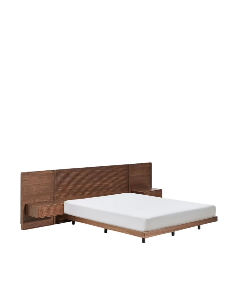 Bed met 2 nachtkastjes NORLEN - Walnoot KAV M00085W09