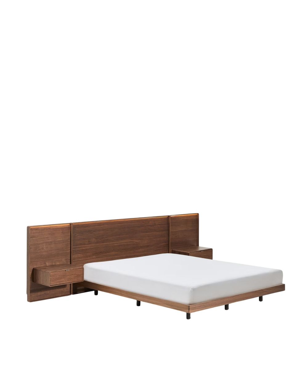 Bed met 2 nachtkastjes NORLEN - Walnoot KAV M00085W09