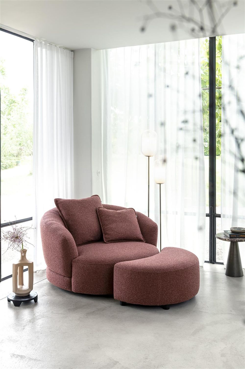 Draaifauteuil met poef CERVOS - Koper C-XOO-356-TZ