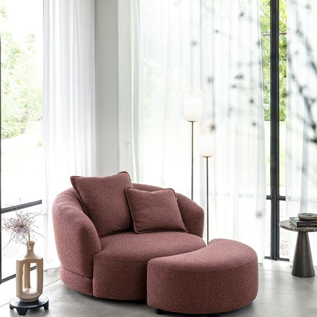 Draaifauteuil met poef CERVOS - Koper