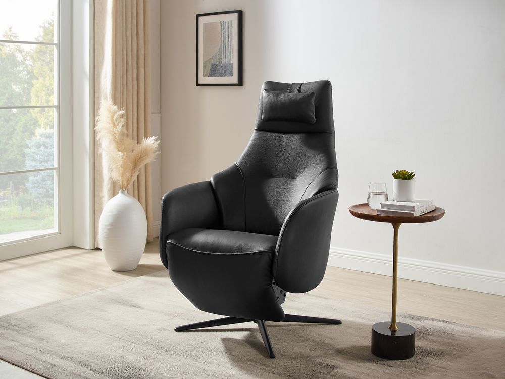 Elektrische relaxfauteuil RANA - Zwart leder MED RA RXE-A-A804