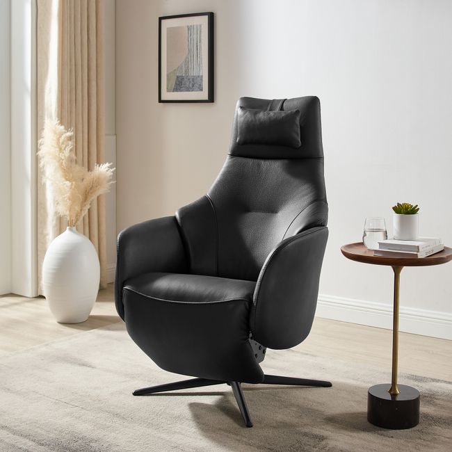 Elektrische relaxfauteuil RANA - Zwart leder