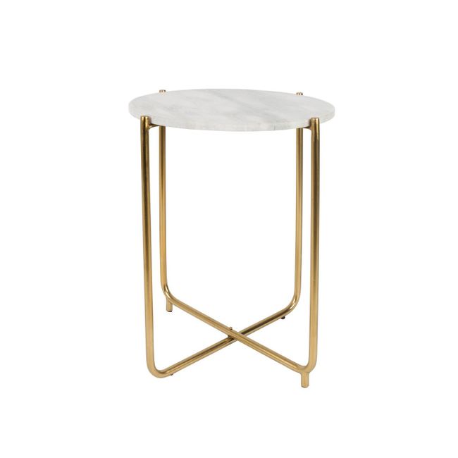 Bijzettafel TIMPA - Wit marmer / Goud