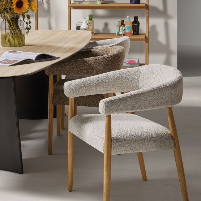 Armstoel AMOR - Mustard/Naturel hout