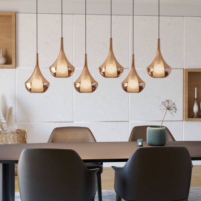 Hanglamp ALMOSTER - Koper/Glas gestoomd