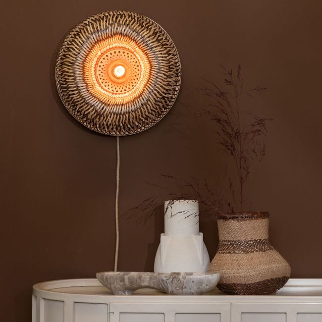 Wandlamp BARBADOS - Naturel/Bruin bamboe