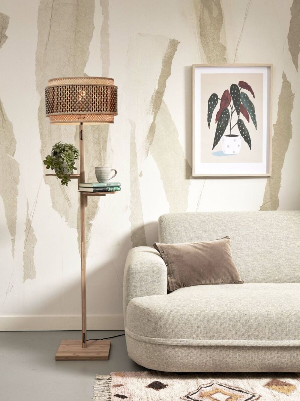 Vloerlamp BHUTAN - Bamboe/Zwart IAR BHUTAN-F-FL-N-4025-BN