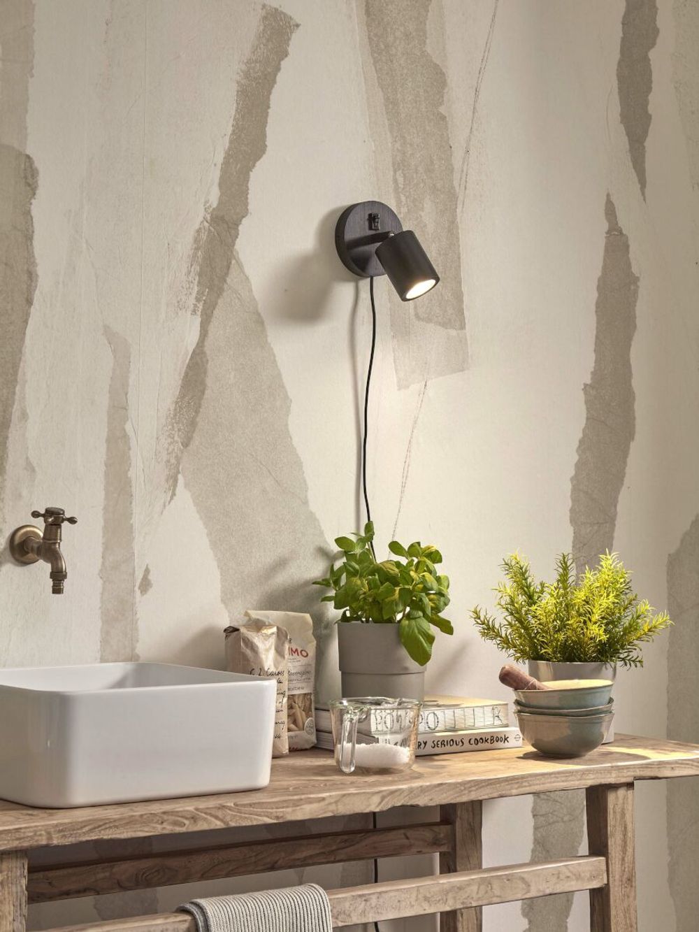 Wandspot JAVA - Zwart bamboe IAR JAVA-WS1-B