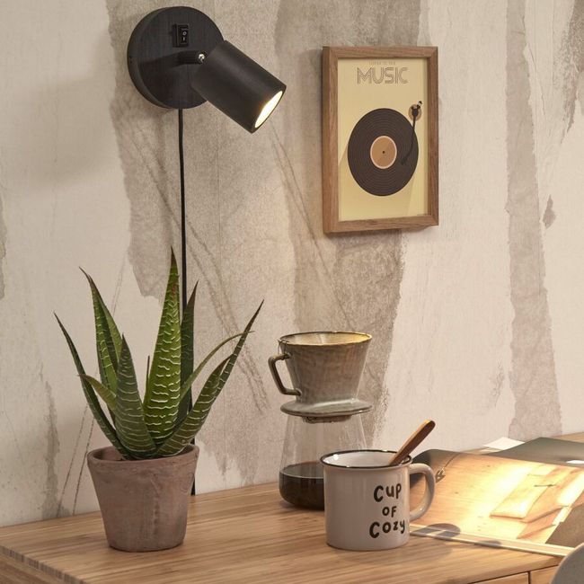 Wandspot JAVA - Zwart bamboe