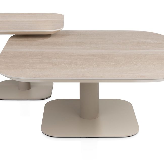 Salontafel 50 x 50 cm - keramiek blad Travertin