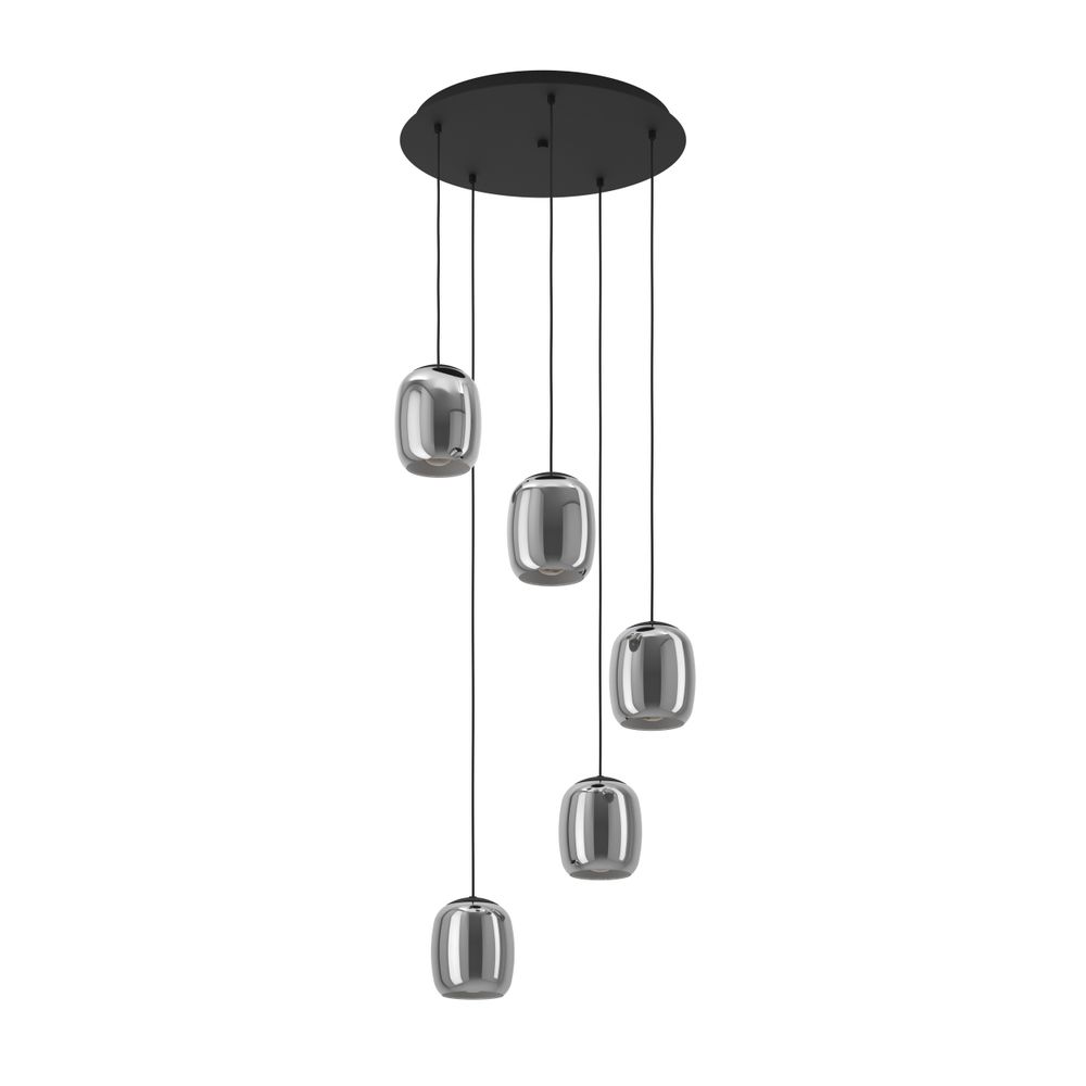 Hanglamp rond CIAMPINO - Zwart staal/Glas gestoomd EGL 901194