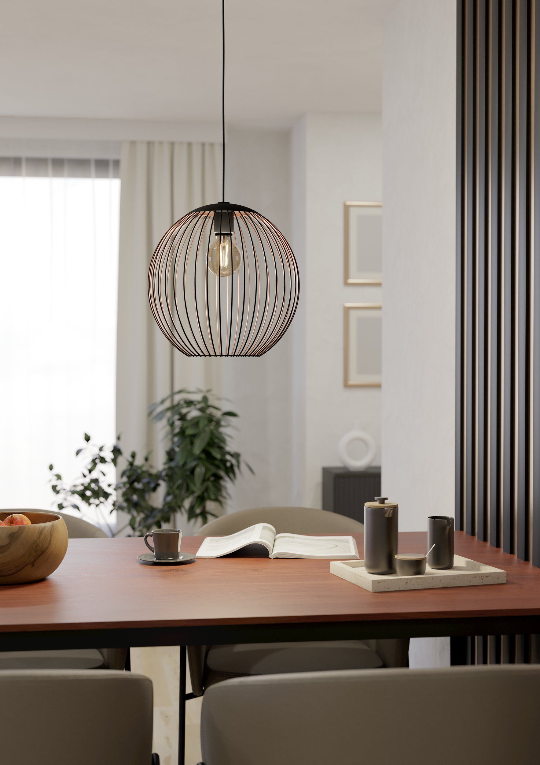 Hanglamp ALMANZORA - Zwart/Koper