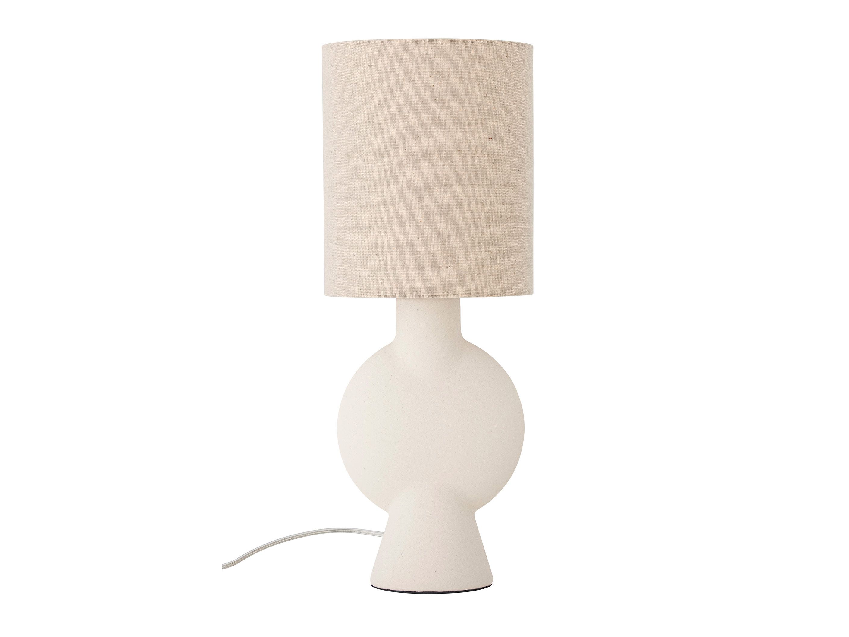 Tafellamp SERGIO - Wit keramiek/Beige linnen BLM 82058599