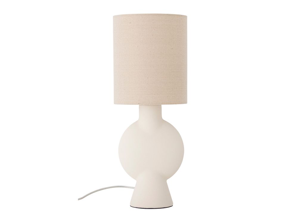 Tafellamp SERGIO - Wit keramiek/Beige linnen BLM 82058599
