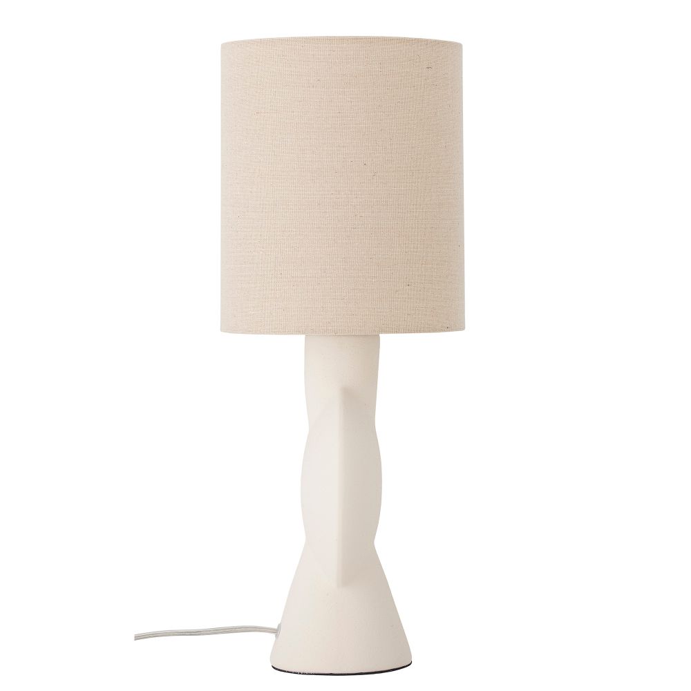 Tafellamp SERGIO - Wit keramiek/Beige linnen BLM 82058599