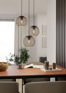 Hanglamp rond ALMANZORA - Zwart/Koper EGL 901871