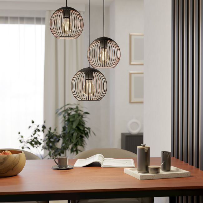 Hanglamp rond ALMANZORA - Zwart/Koper