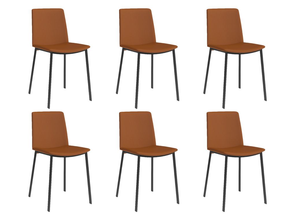 Set van 6 stoelen PRIMERA - Cognac/Zwart C-PFT-222-SET6