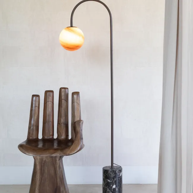 Vloerlamp TIVOLI - Bruin Marmer