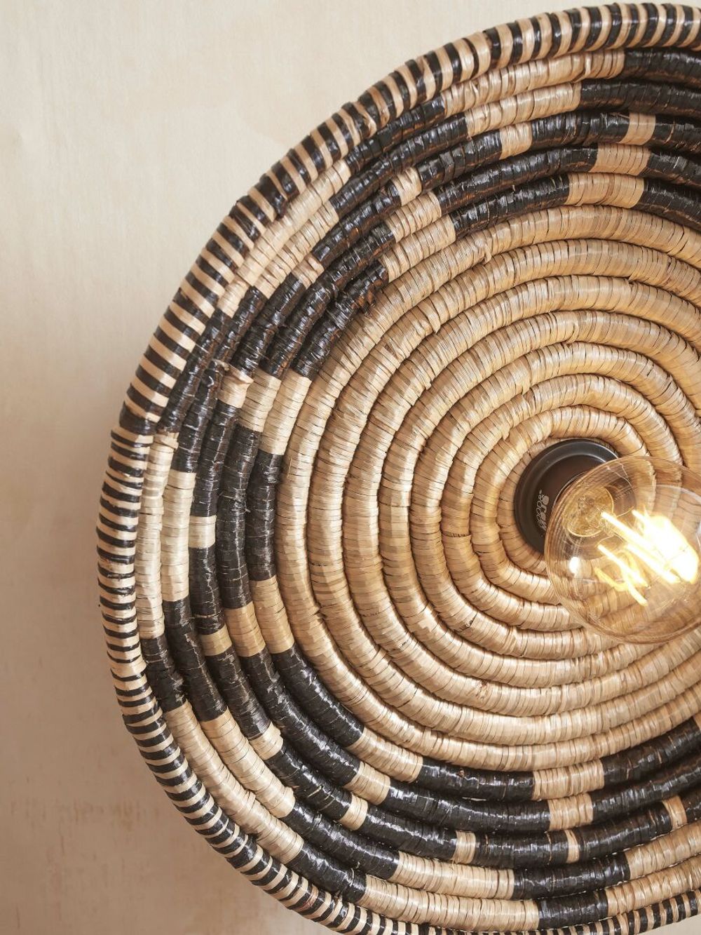 Plafondlamp ANDROS - Zwart / Naturel Zeegras IAR ANDC011BN