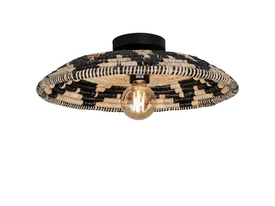 Plafondlamp ANDROS - Zwart / Naturel Zeegras IAR ANDC011BN