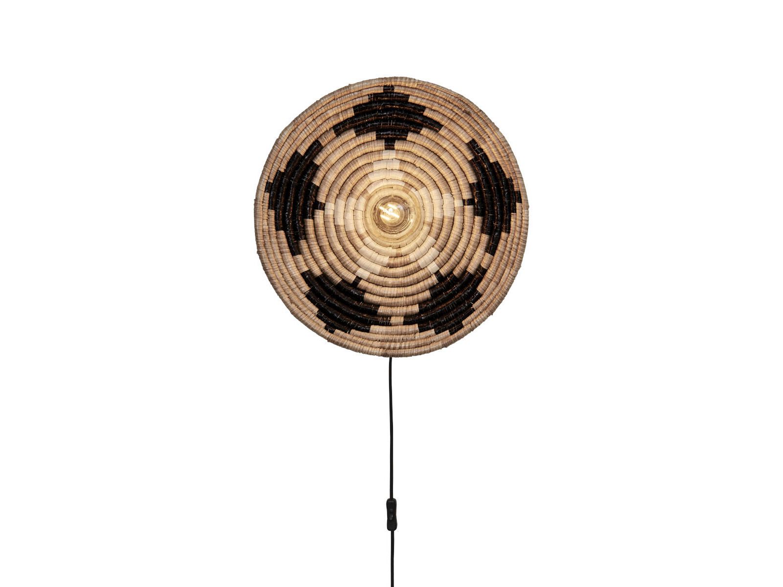 Wandlamp ANDROS - Zwart / Naturel Zeegras