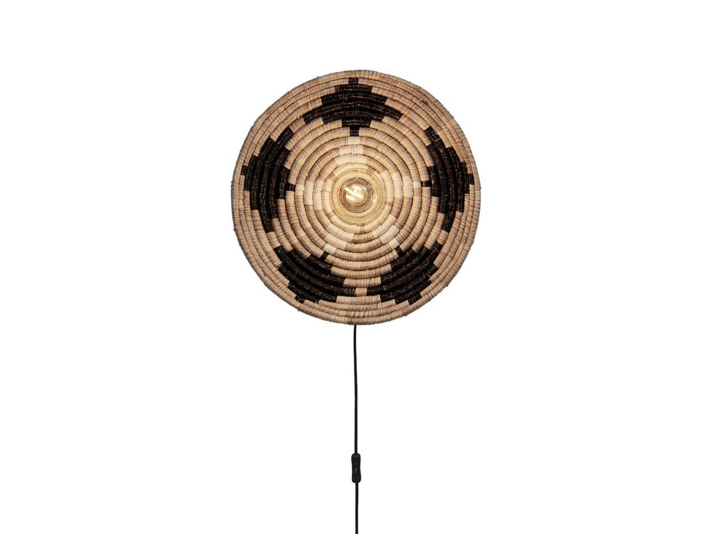 Wandlamp ANDROS - Zwart / Naturel Zeegras IAR ANDW031BW