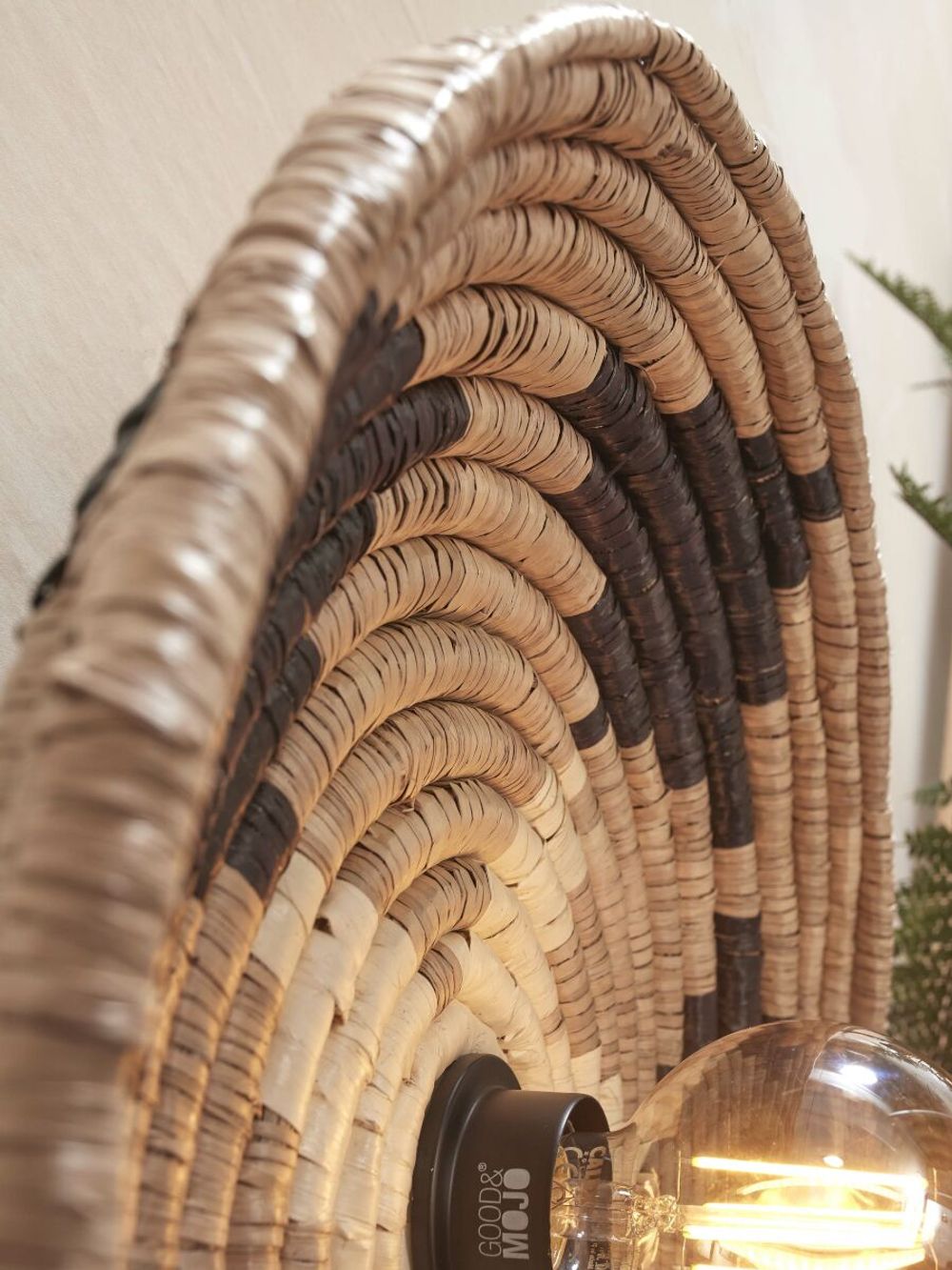 Wandlamp ANDROS - Zwart / Naturel Zeegras IAR ANDW031BW