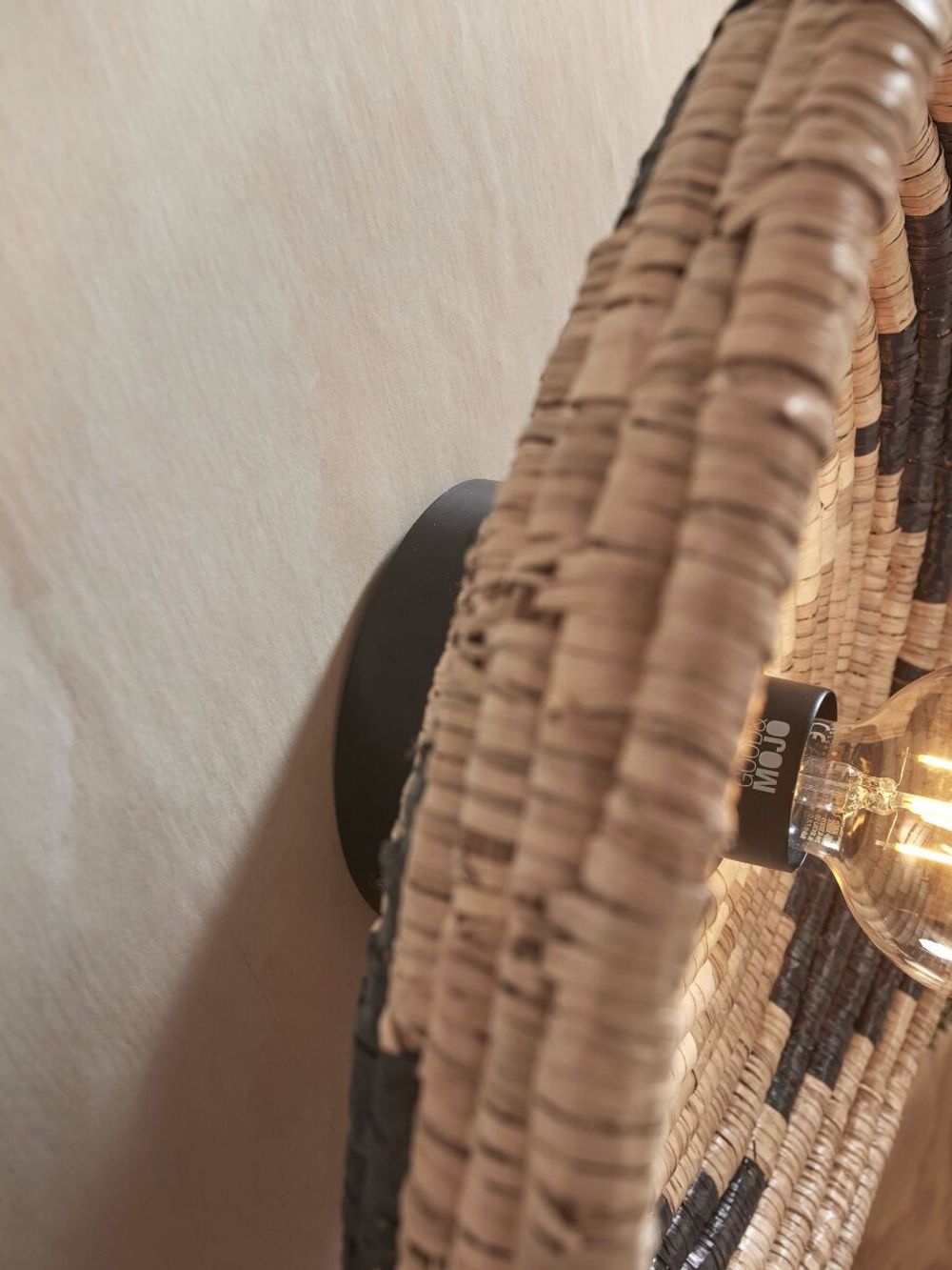 Wandlamp ANDROS - Zwart / Naturel Zeegras IAR ANDW031BW