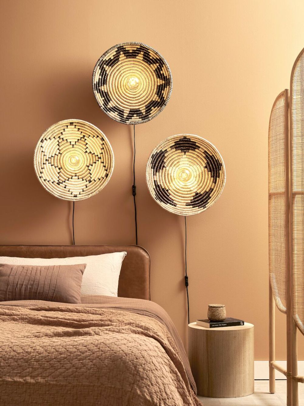 Wandlamp ANDROS - Zwart / Naturel Zeegras IAR ANDW031BW