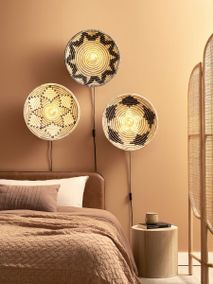 Wandlamp ANDROS - Zwart / Naturel Zeegras IAR ANDW031BW