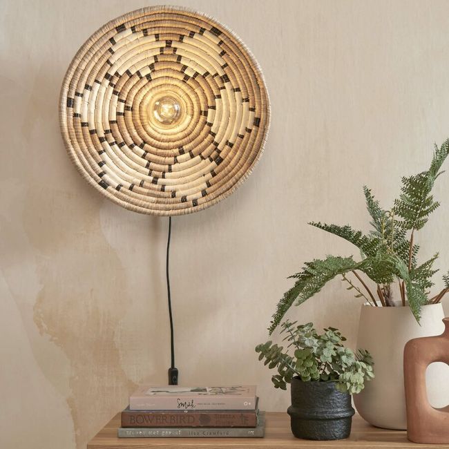 Wandlamp ANDROS - Wit / Naturel Zeegras