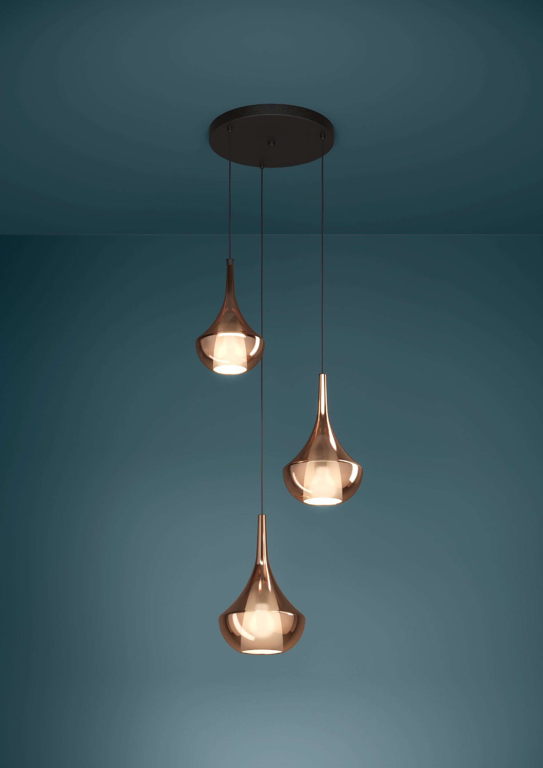 Hanglamp ALMOSTER - Koper/Glas gestoomd