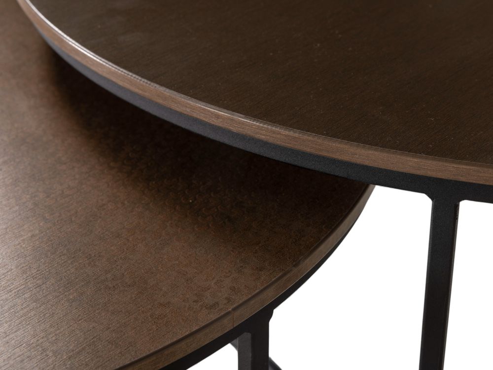 Set van 2 salontafels HARLOW - Brushed / Hammered  MXF-308-001-COP