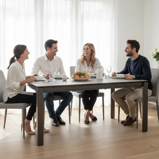Uitschuifbare eetkamertafel CERATA - Keramiek Oku