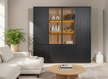 Vitrinekast EVORA - Zwart Eikenfineer CRE-3-003-ZWANAT