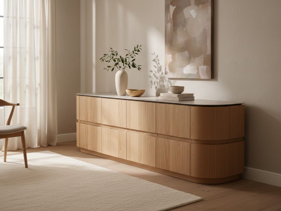 Dressoir HANA - Naturel eikenfineer/Keramiek