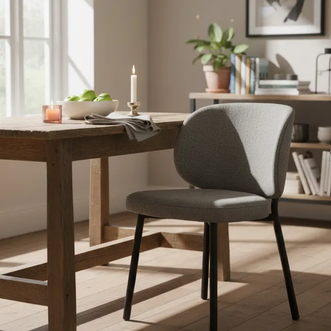Eetkamerstoel SWANN - Grey Bouclé