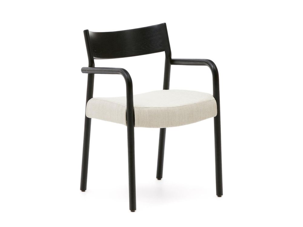 Armstoel FALCONERA - Zwart eikenhout / Beige stof KAV C0100140JD12