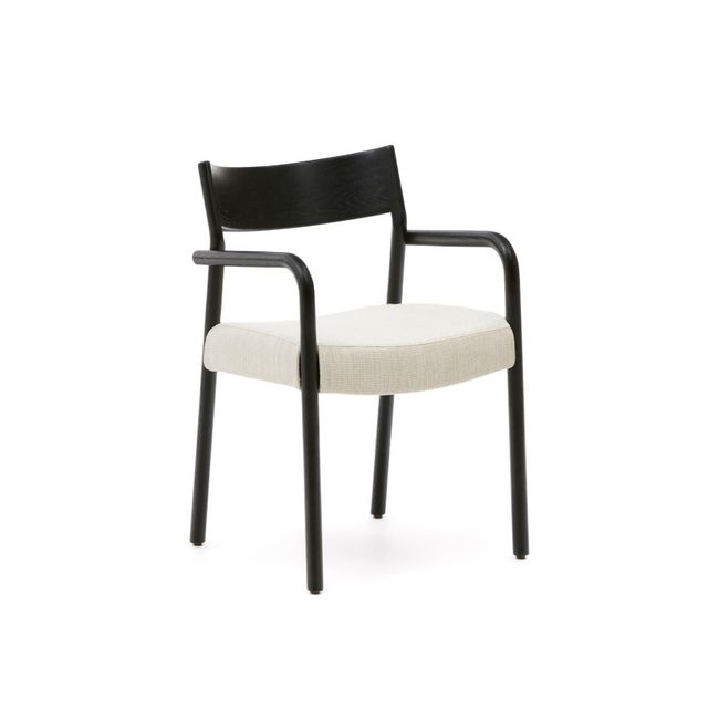 Armstoel FALCONERA - Zwart eikenhout / Beige stof